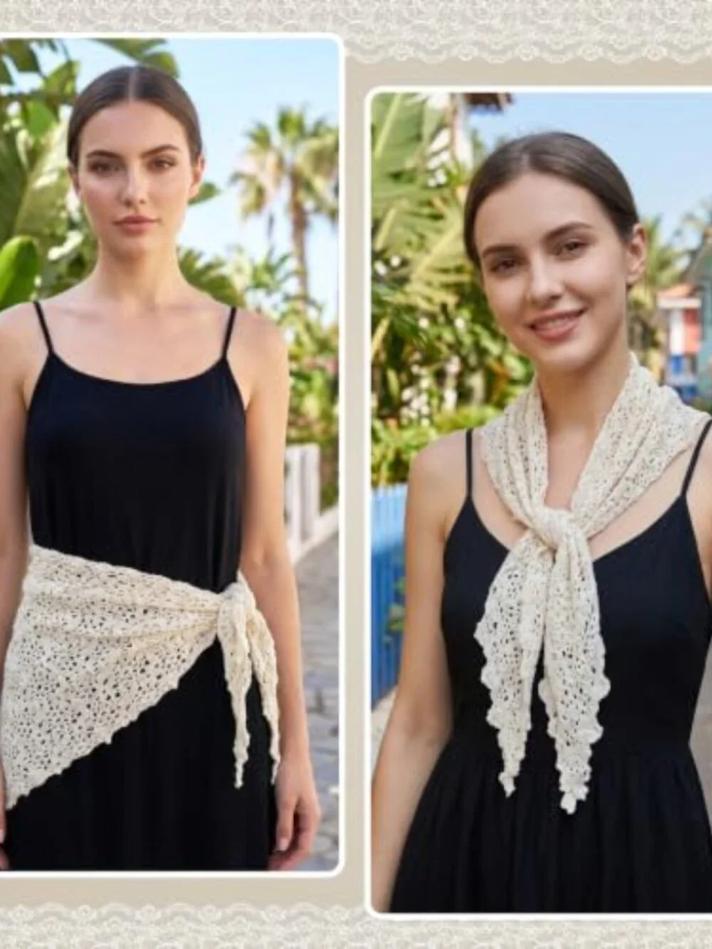 Lace Crochet Triangle Scarf Neckerchief Shoulder Wrap Women